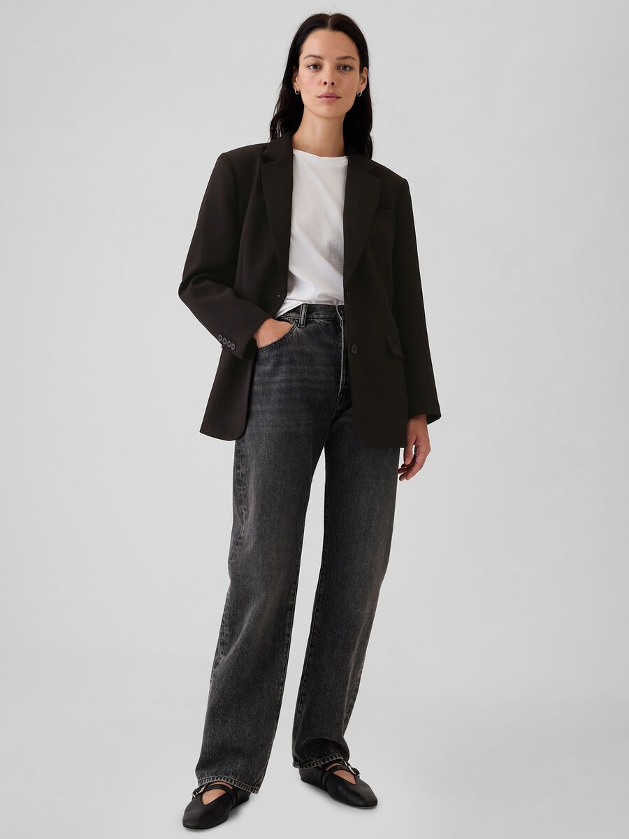 Solid colour single-breasted blazer_1