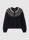 Blue jacquard wool-blend crew-neck cardigan_0
