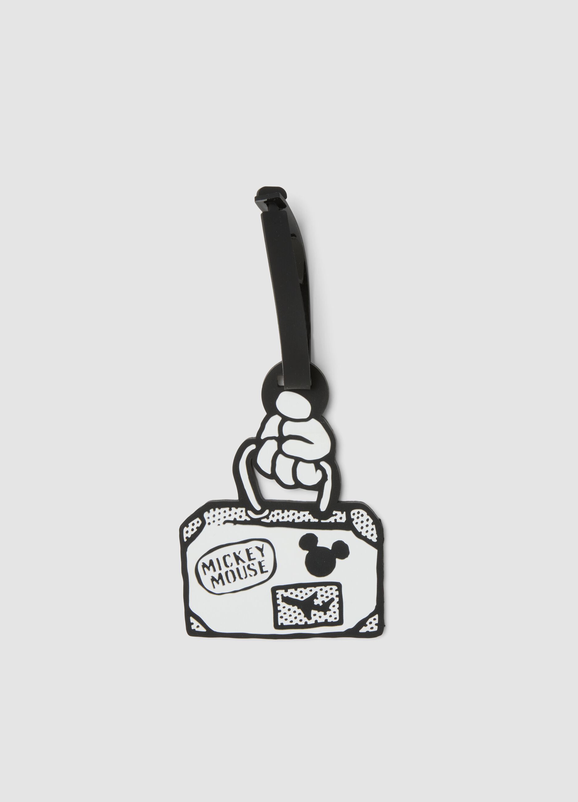 Black and white luggage tag with Mickey Mouse design