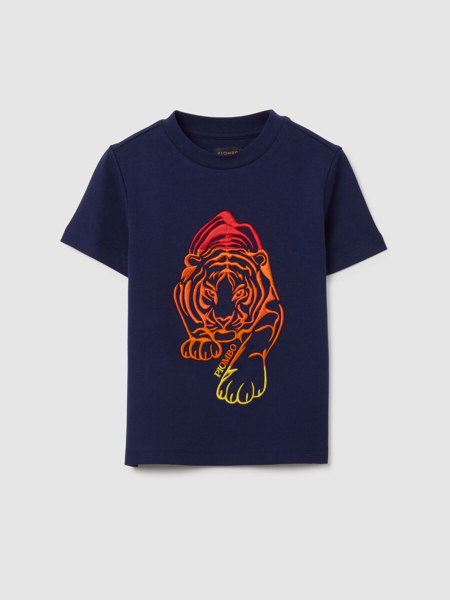 Children's blue pure cotton regular fit T-shirt_0