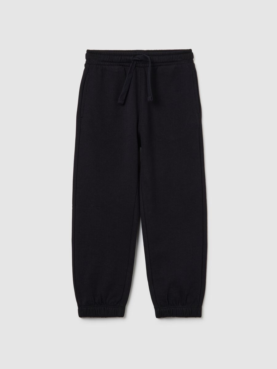 Children's jogger trousers in pure cotton black regular fit_0