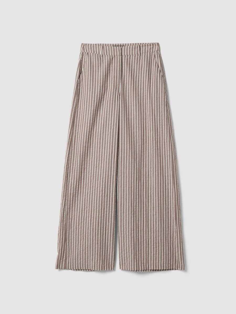 Pantaloni chino in puro cotone a righe multicolor wide leg_4