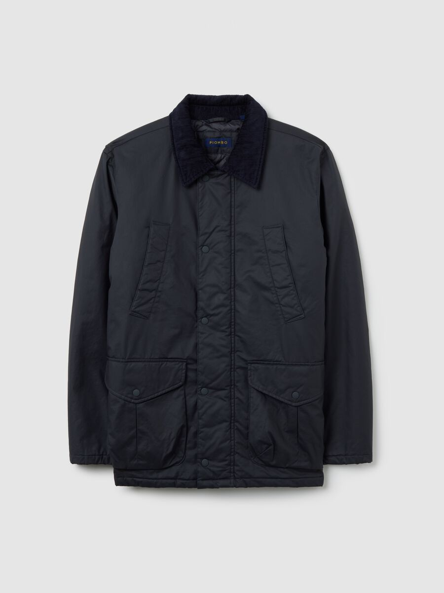 Blue Padded Jacket with Snap Buttons_0