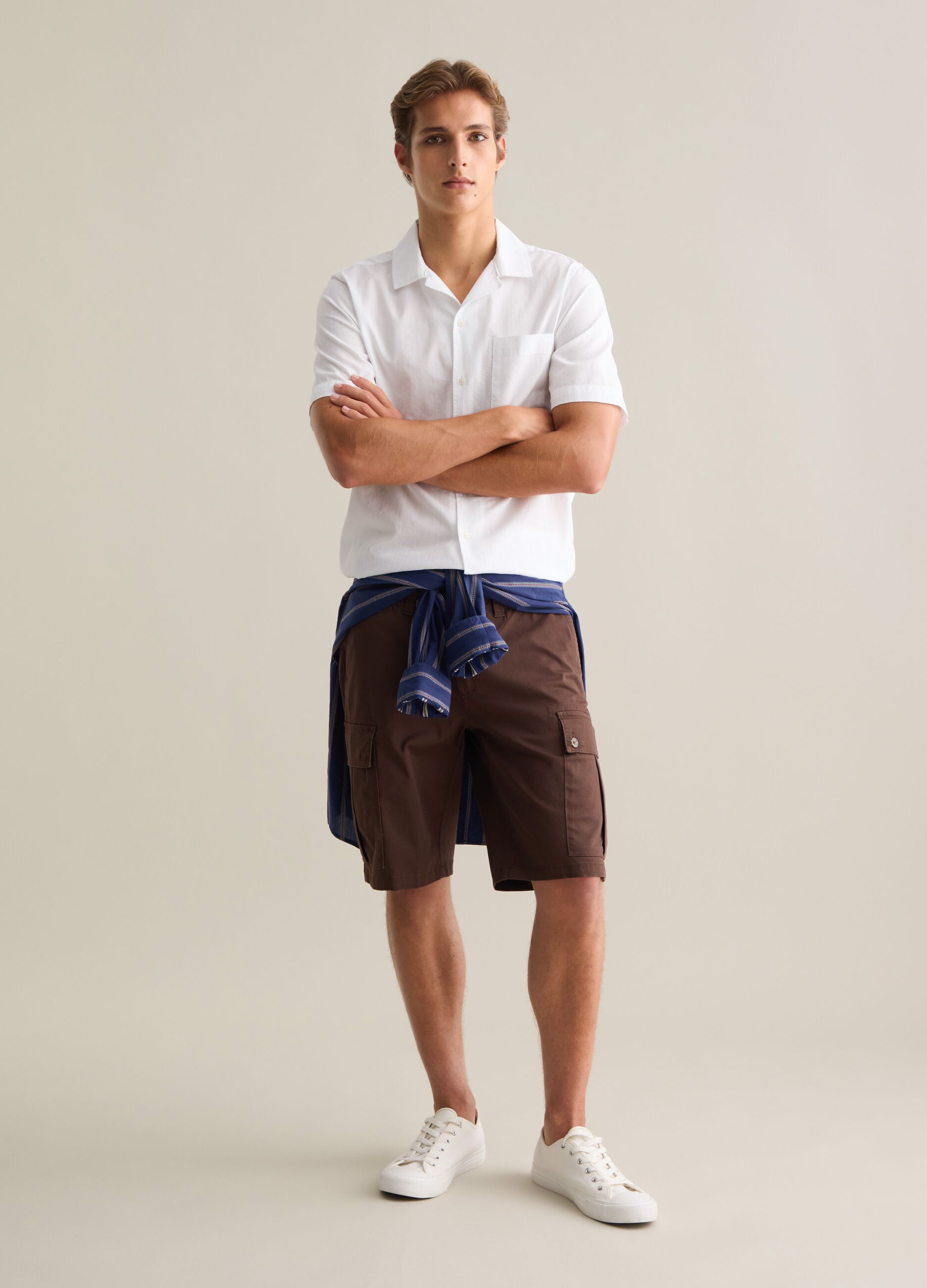 Men's White Pure Cotton Regular Fit Shirt with Pocket