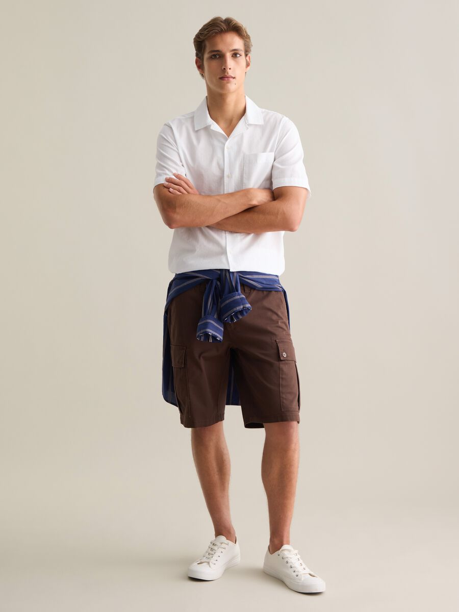 Men's White Pure Cotton Regular Fit Shirt with Pocket_2