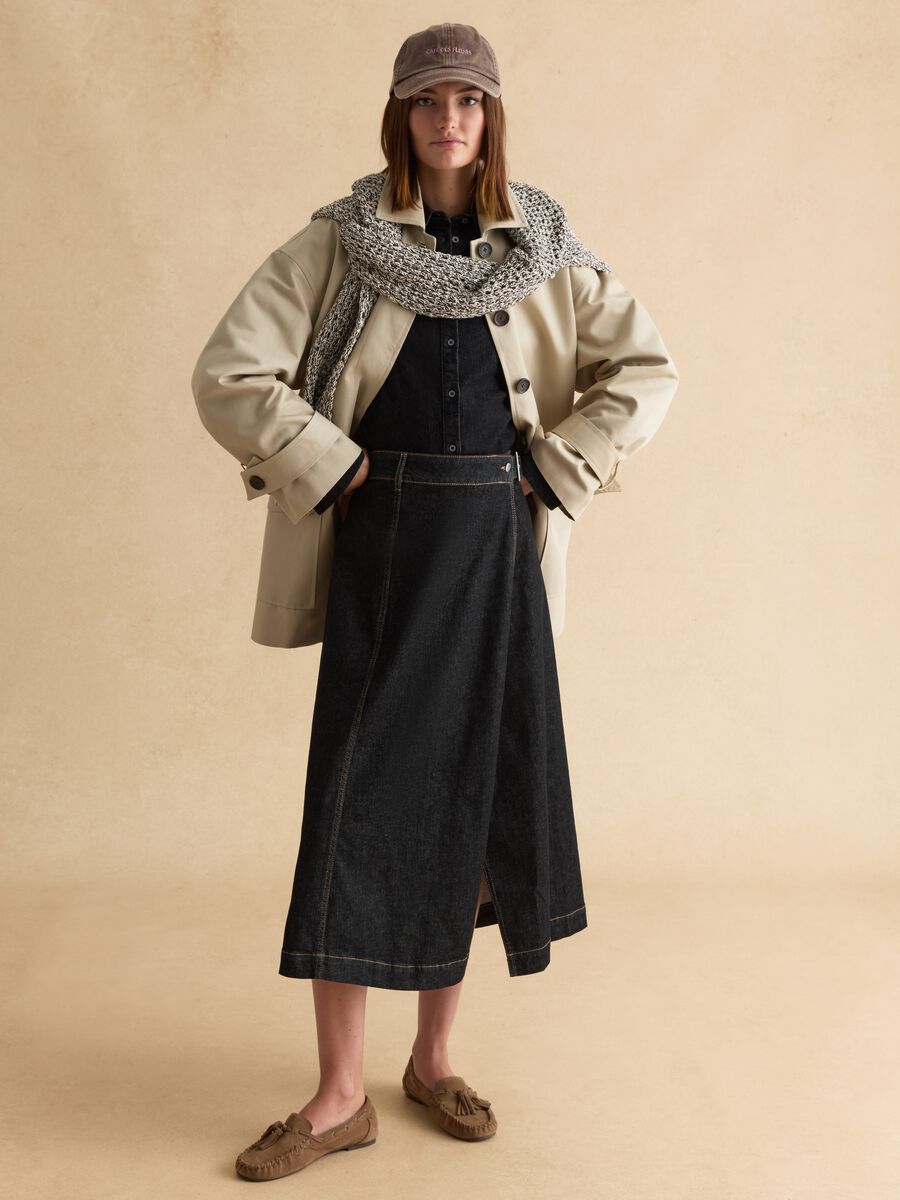 Beige cotton blend regular fit trench with belt_2