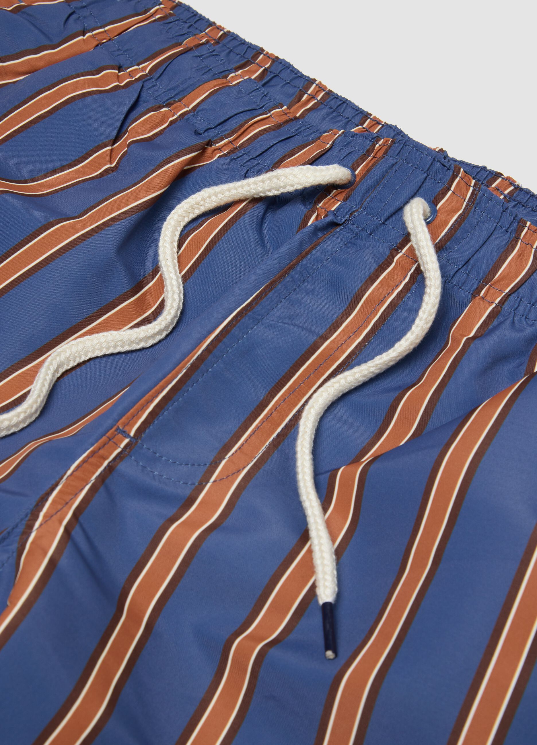 Blue striped swim shorts