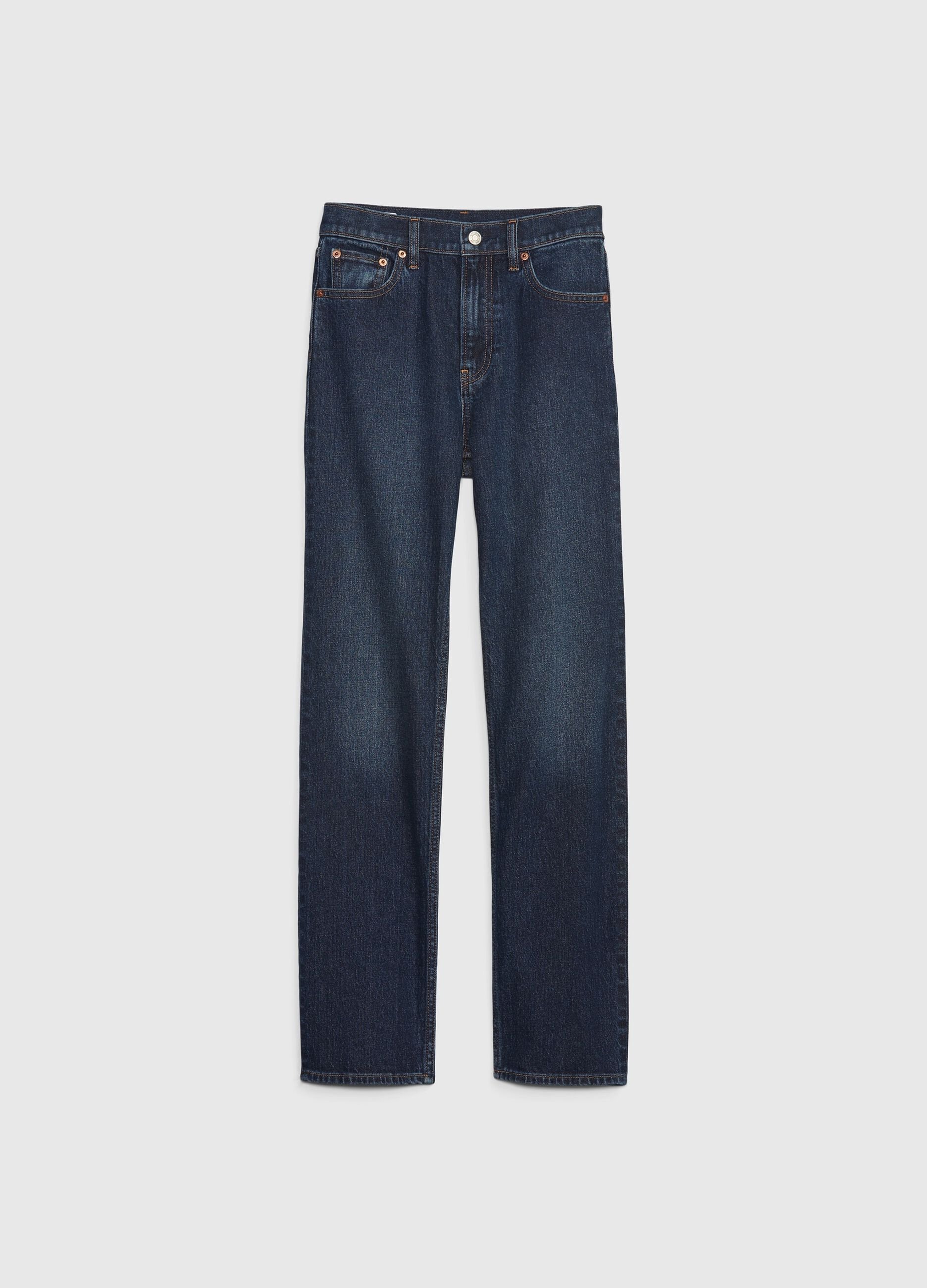 Jeans straight fit a vita alta