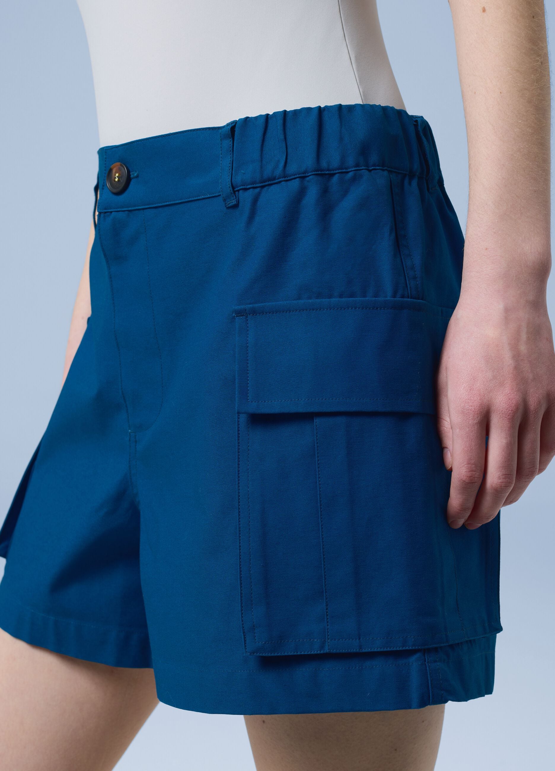 Shorts cargo ALTAVIA SAILING blu in puro cotone con vita elasticizzata