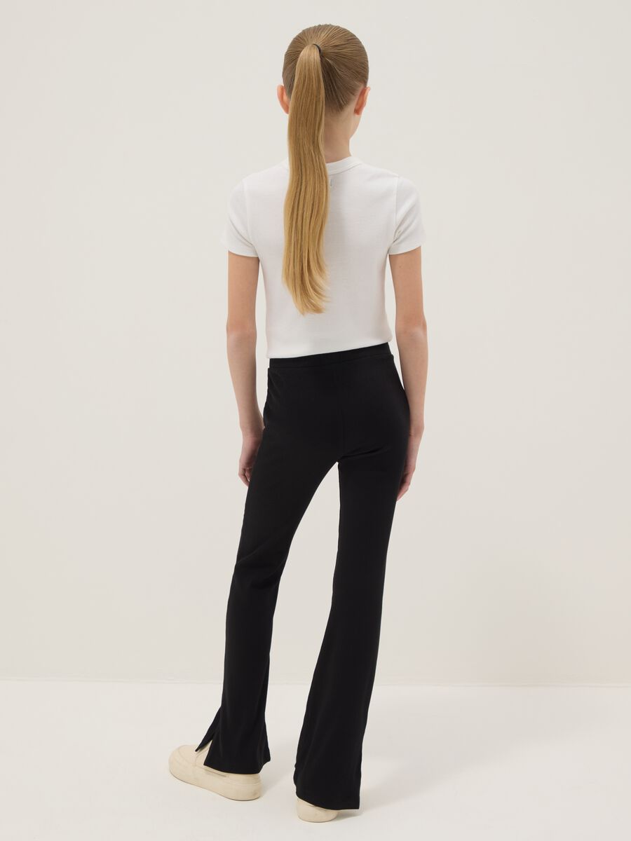 Black stretch cotton girls&rsquo; flare leggings_1