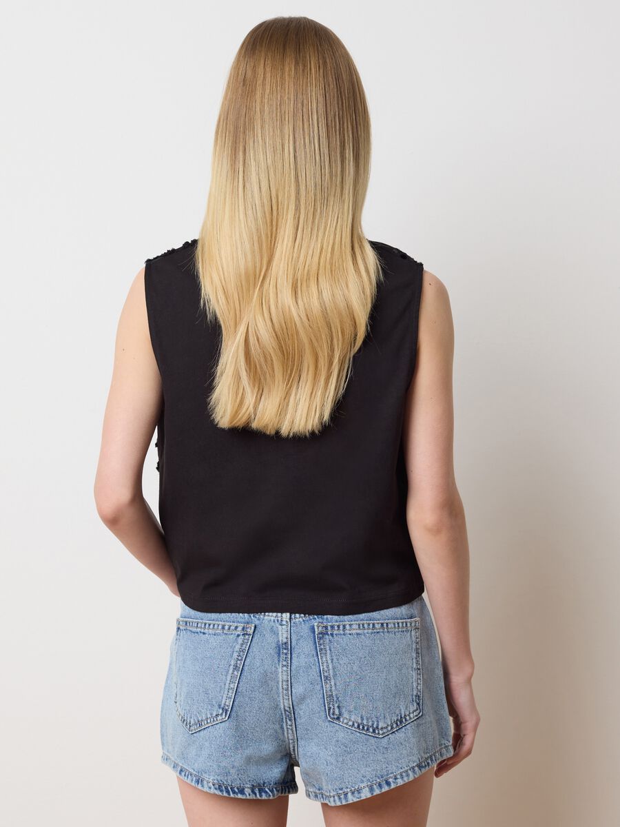 Black Broderie Anglaise Cotton Tank Top_3