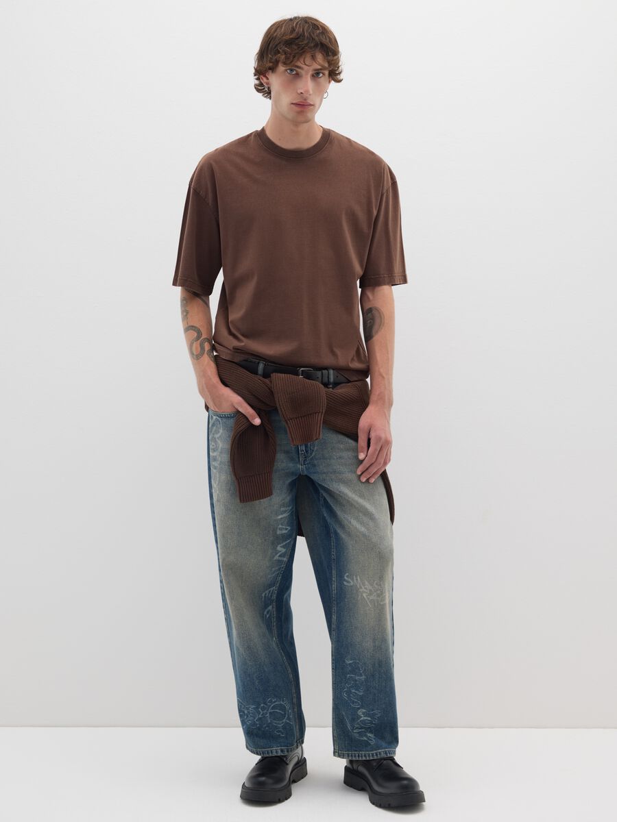 Brown boxy fit pure cotton T-shirt_1