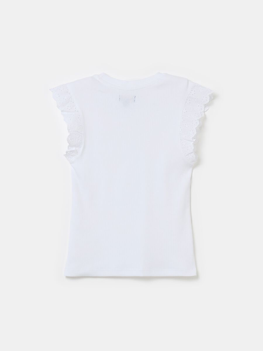 Ribbed T-shirt with broderie anglaise_2