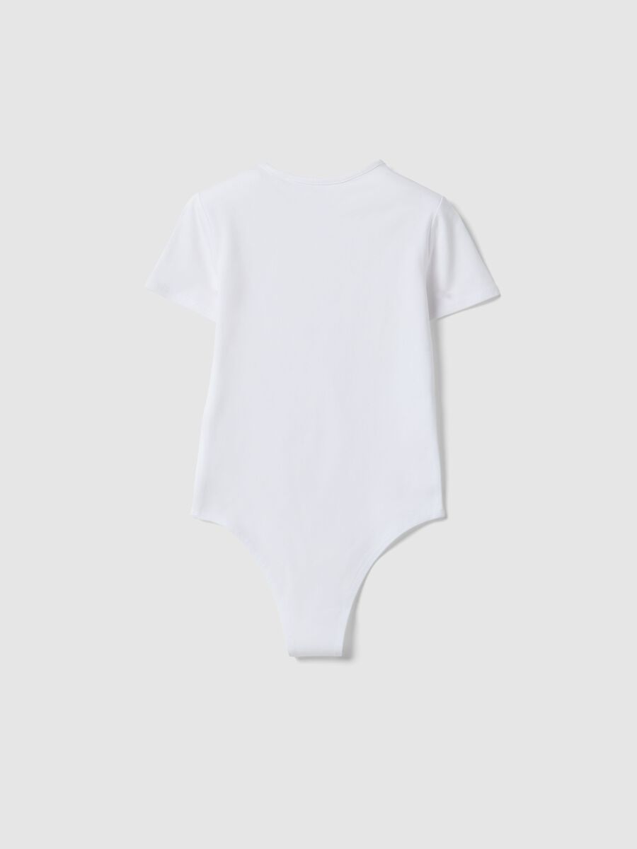 Girl's fitted white stretch cotton bodysuit_4