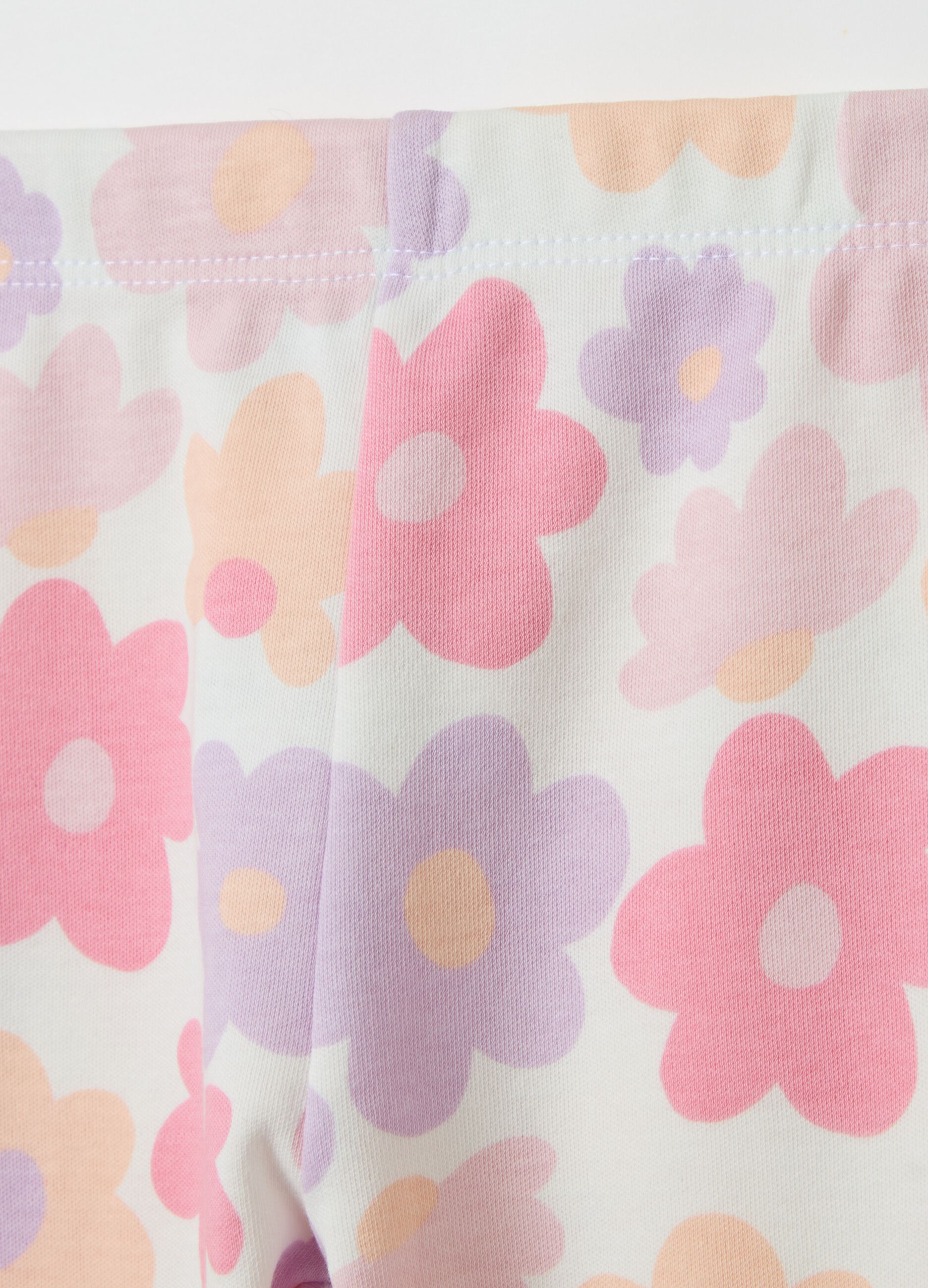 Cotton leggings with flowers print