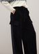Black cotton blend wide leg cargo trousers_3