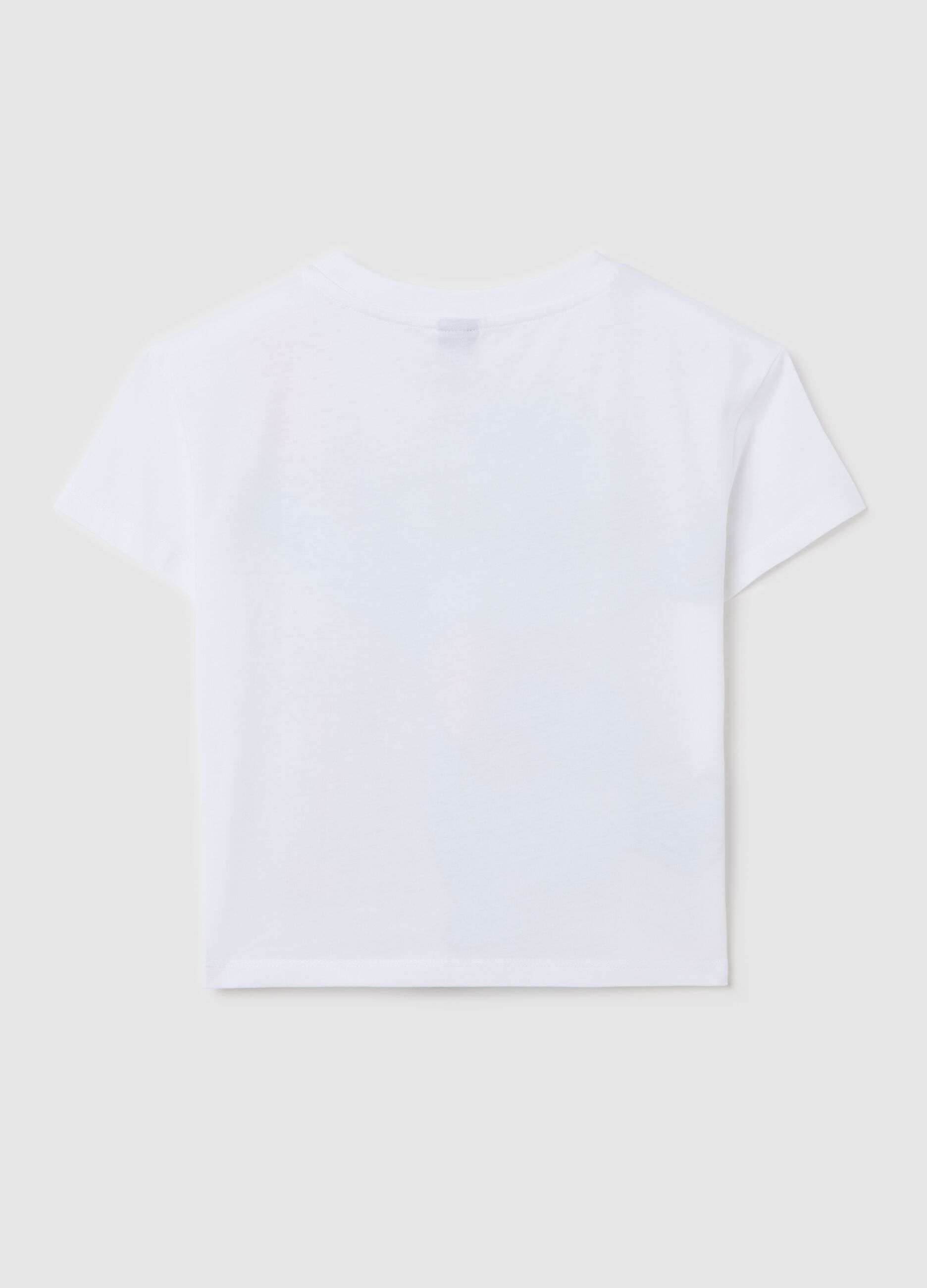 White crop T-shirt in cotton with Stitch print