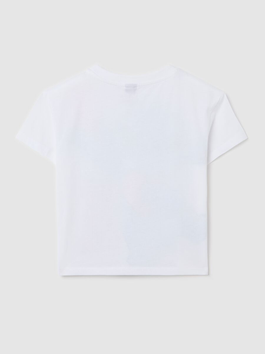 White crop T-shirt in cotton with Stitch print_4
