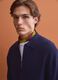 Polo blu in puro cotone con zip e collo classico_0