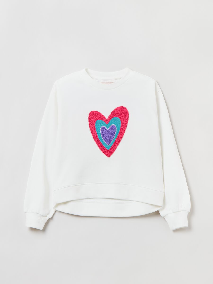 Felpa girocollo con patch cuore boucle_0