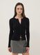 Black viscose blend cardigan with fitted silhouette_2