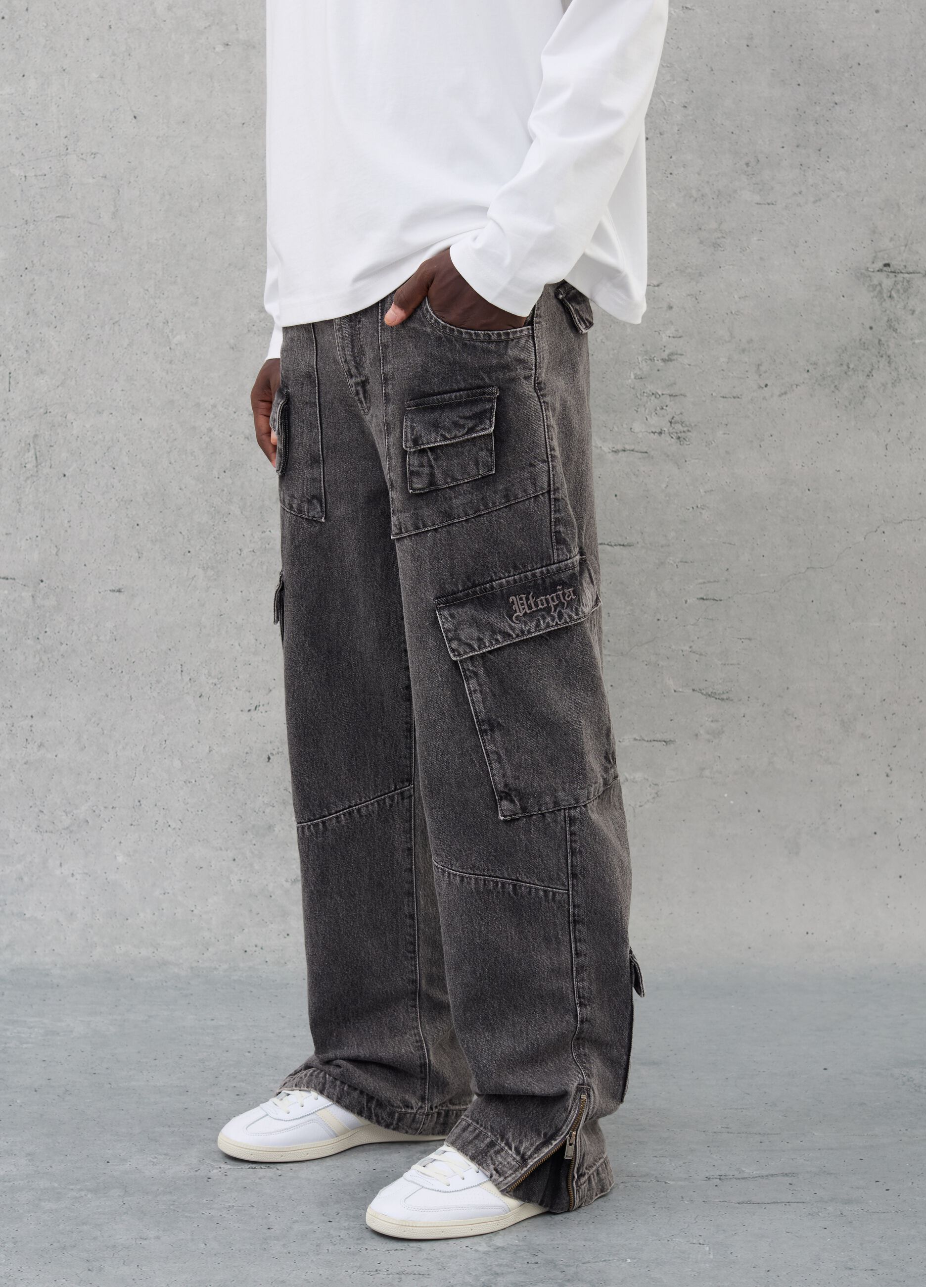 Denim Cargo Pants Vintage Grey