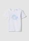 Girls&rsquo; white organic cotton T-shirt with print and frill sleeves_0