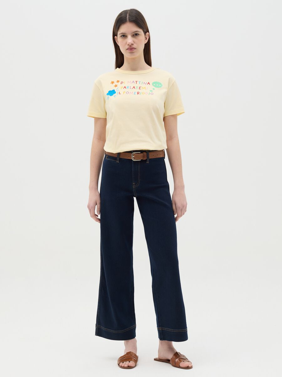 Yellow "Di mattina parlatemi il pomeriggio" T-shirt in cotton_1