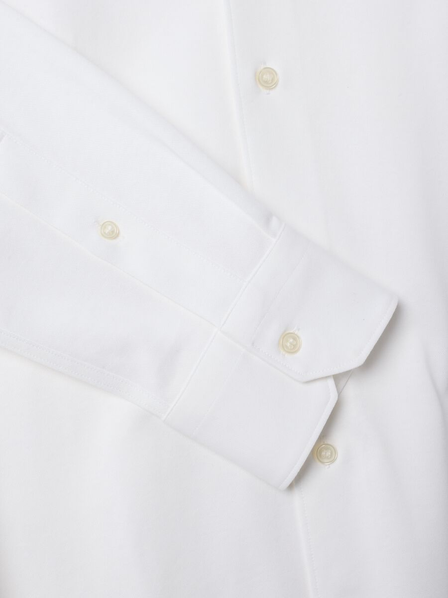 Camicia knit bianca in puro cotone con collo classico regular fit_2