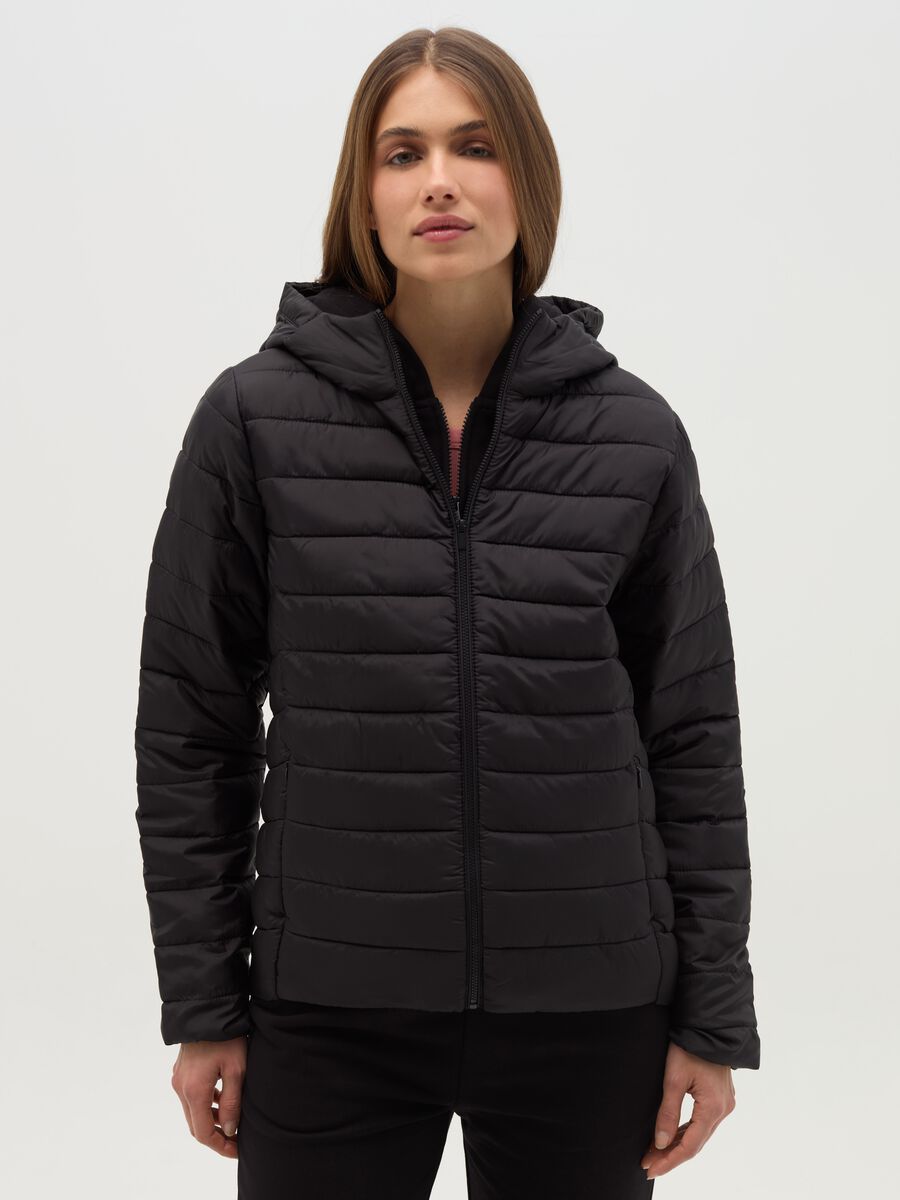 Ultralight short down jacket with hood and zip_0