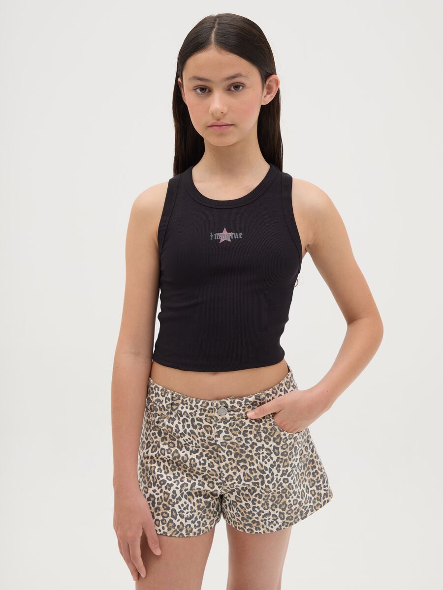 Girls' Black Stretch Cotton Fitted Vest_0
