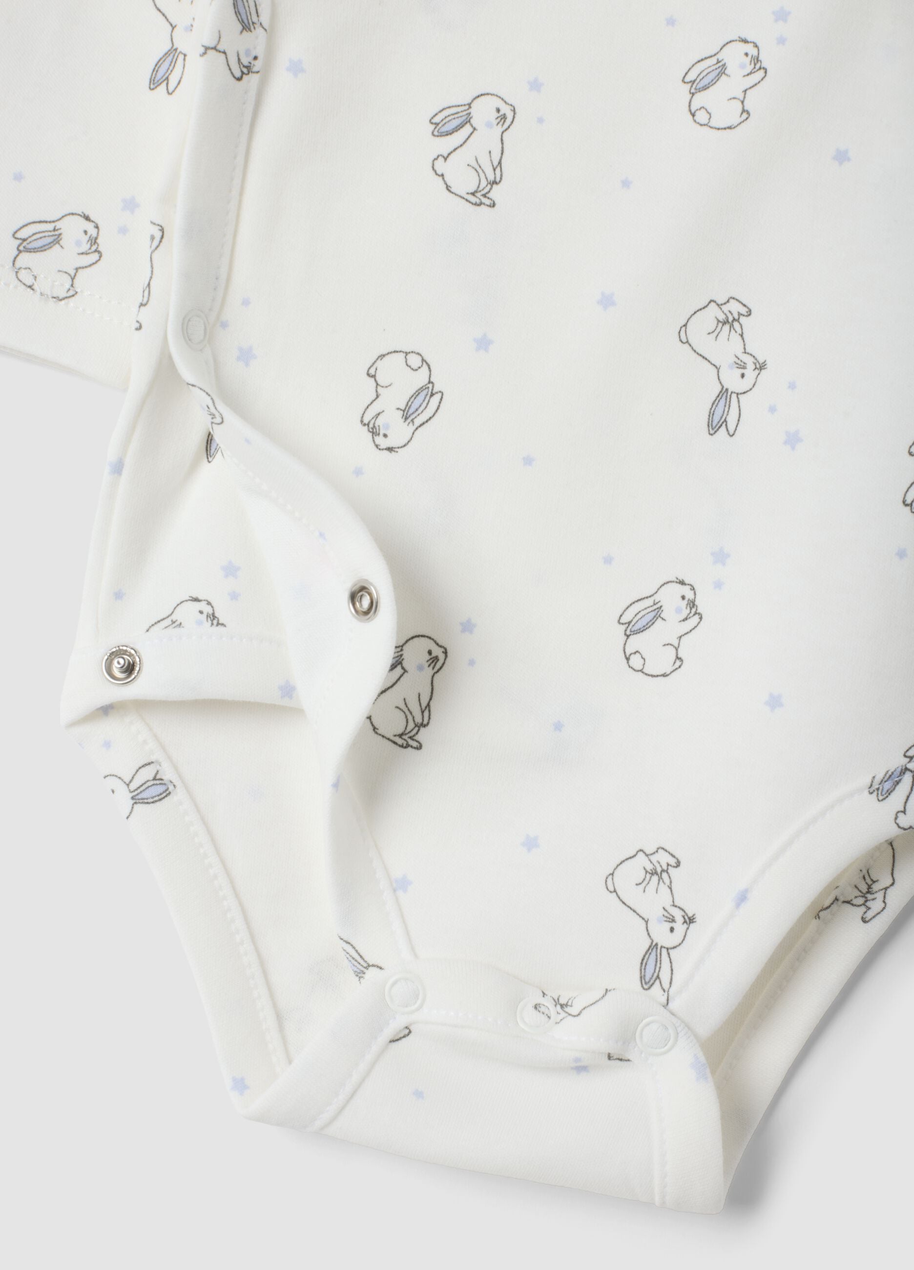 2-pack of milk white and light blue organic cotton crew-neck bodysuits