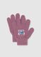 Girls' Purple Gloves with Stitch Print_0
