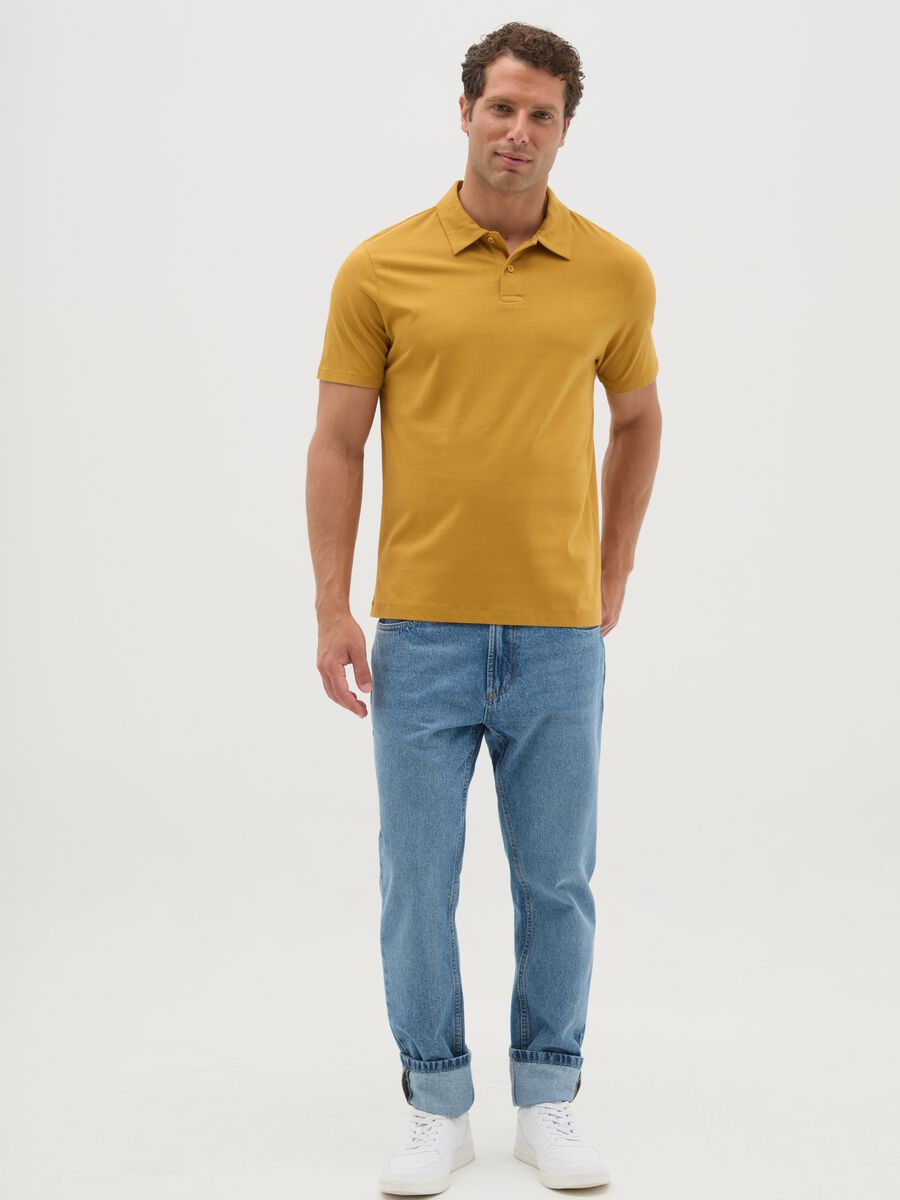 Men's yellow pure cotton polo - regular fit_1
