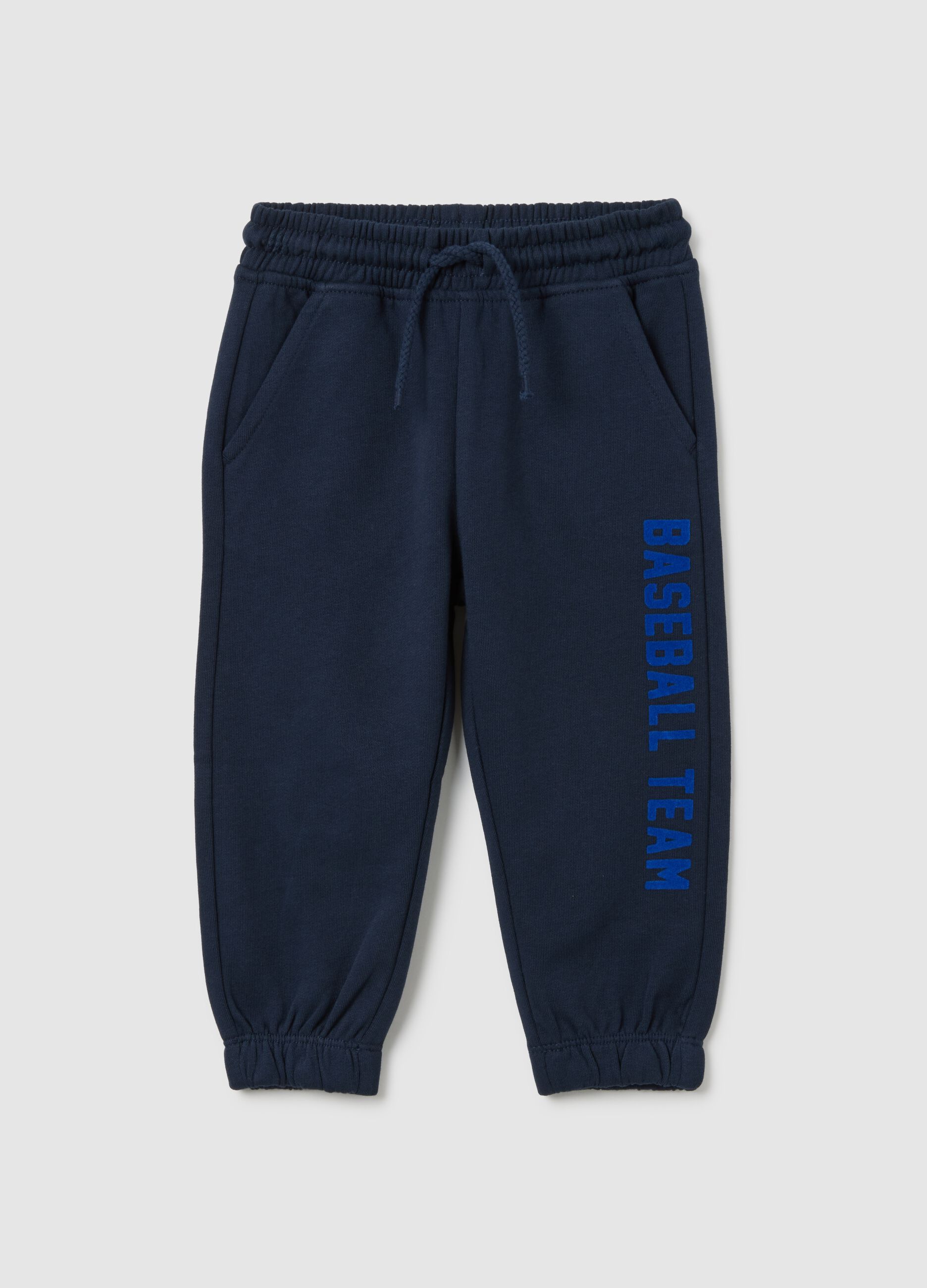 Children's blue cotton trousers with regular fit