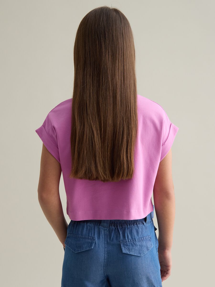 Girls' pink cotton regular fit t-shirt_1