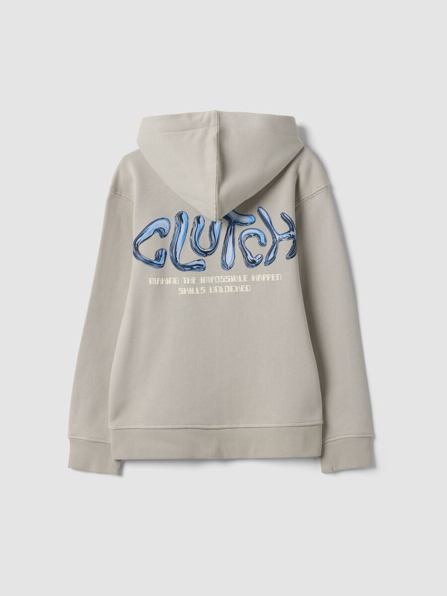 Grey oversized cotton-blend hoodie with print for boys_5