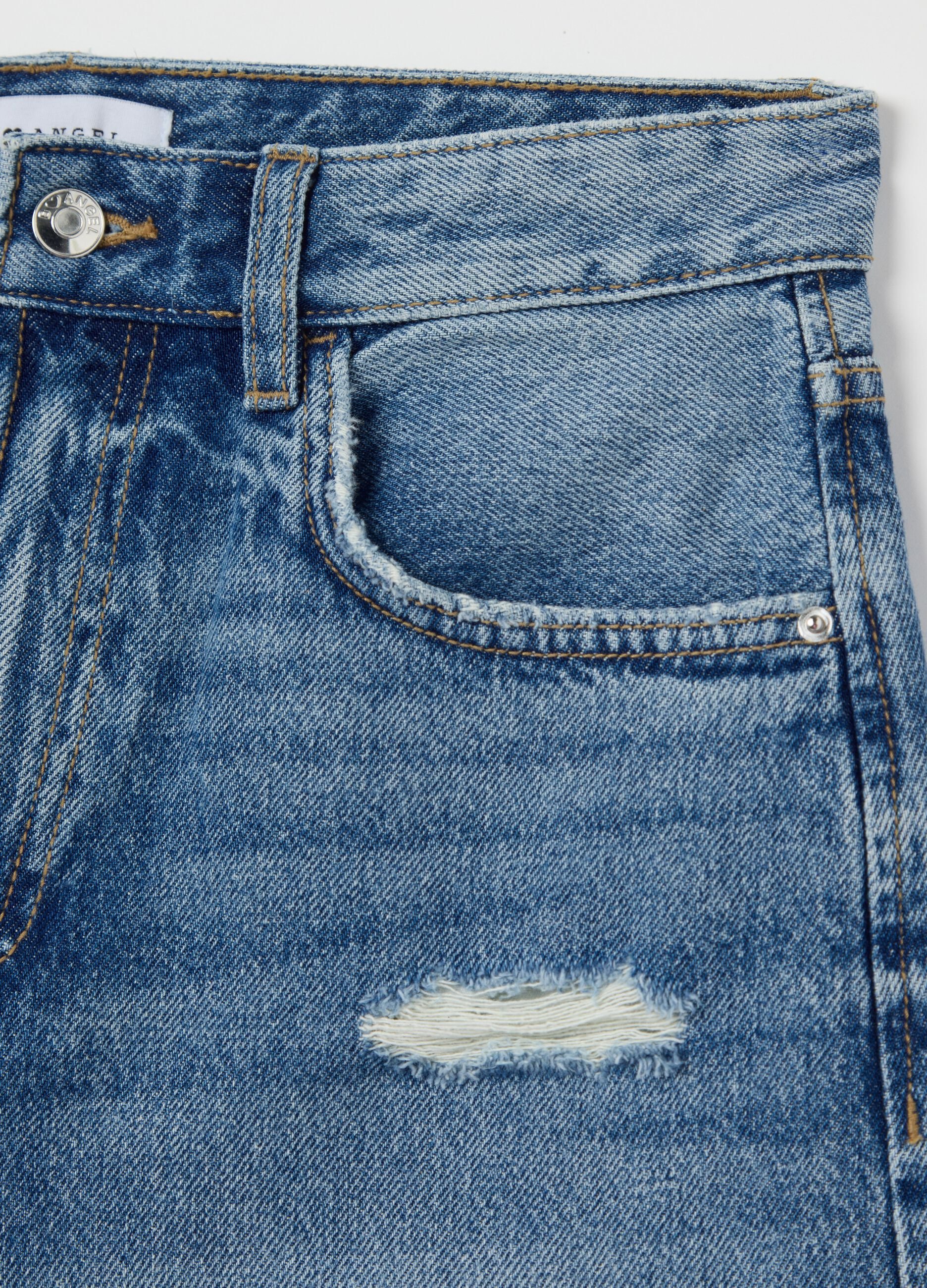 Shorts da donna in puro cotone denim azzurro regular fit