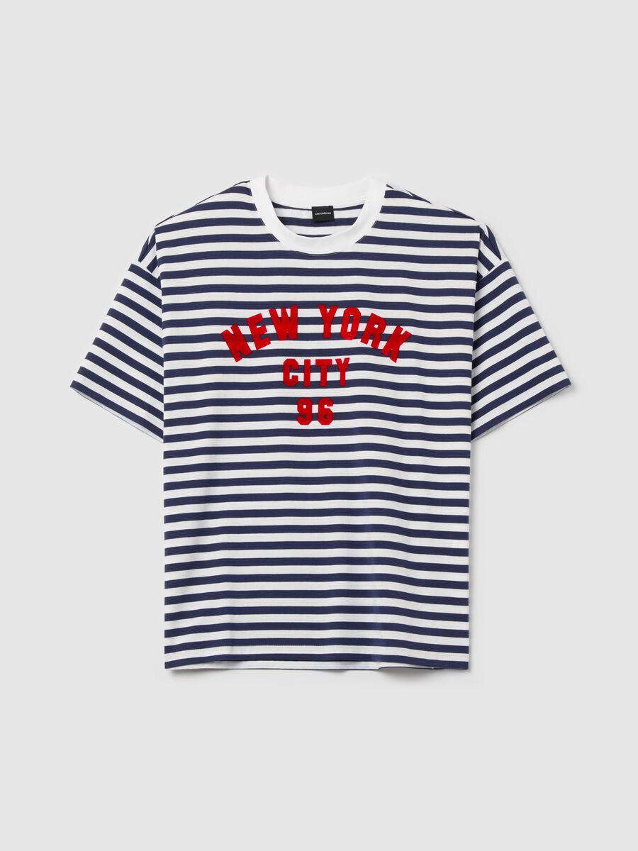 Striped T-shirt with printed lettering_4