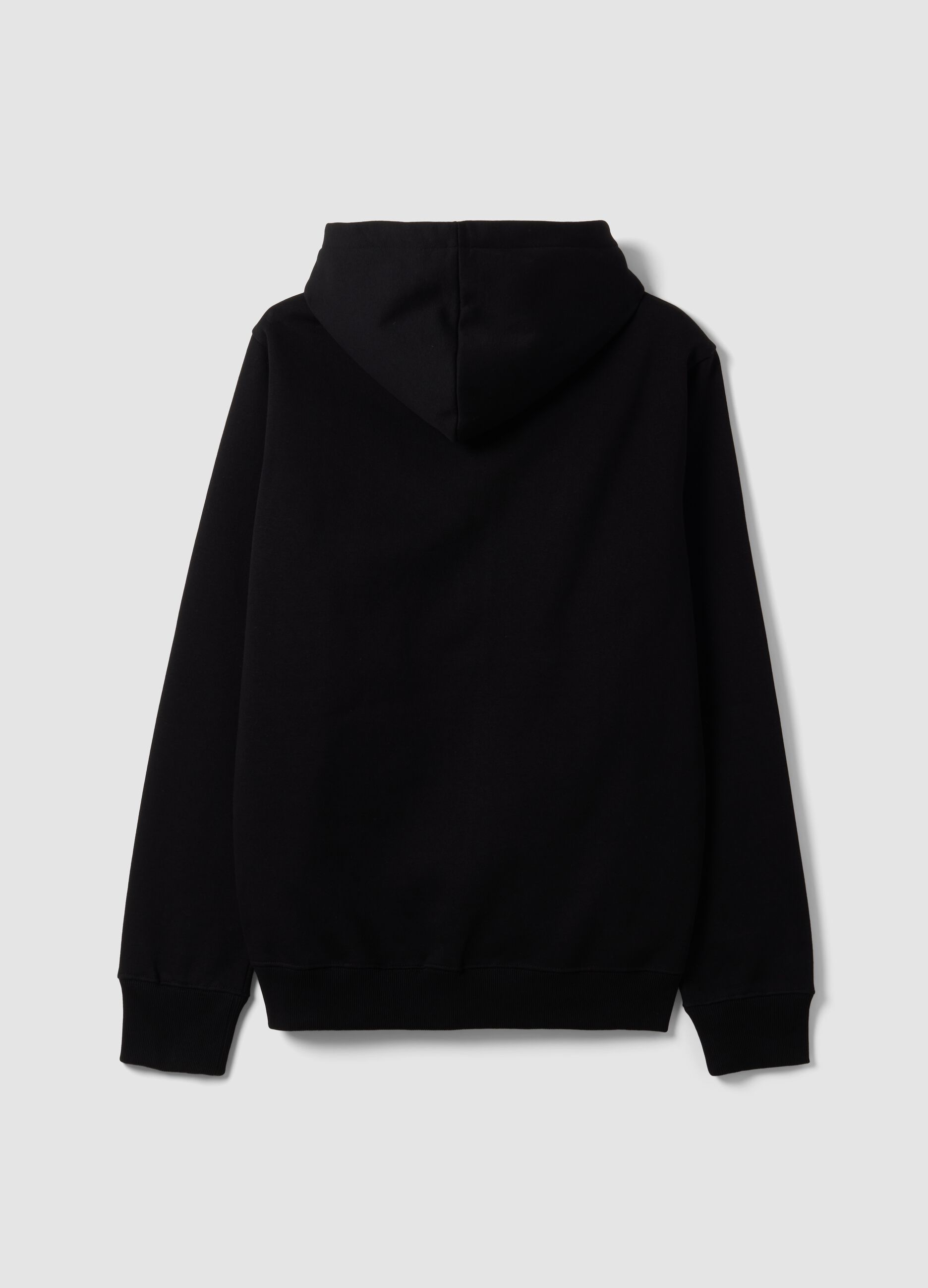 Black cotton-blend zip-up hoodie