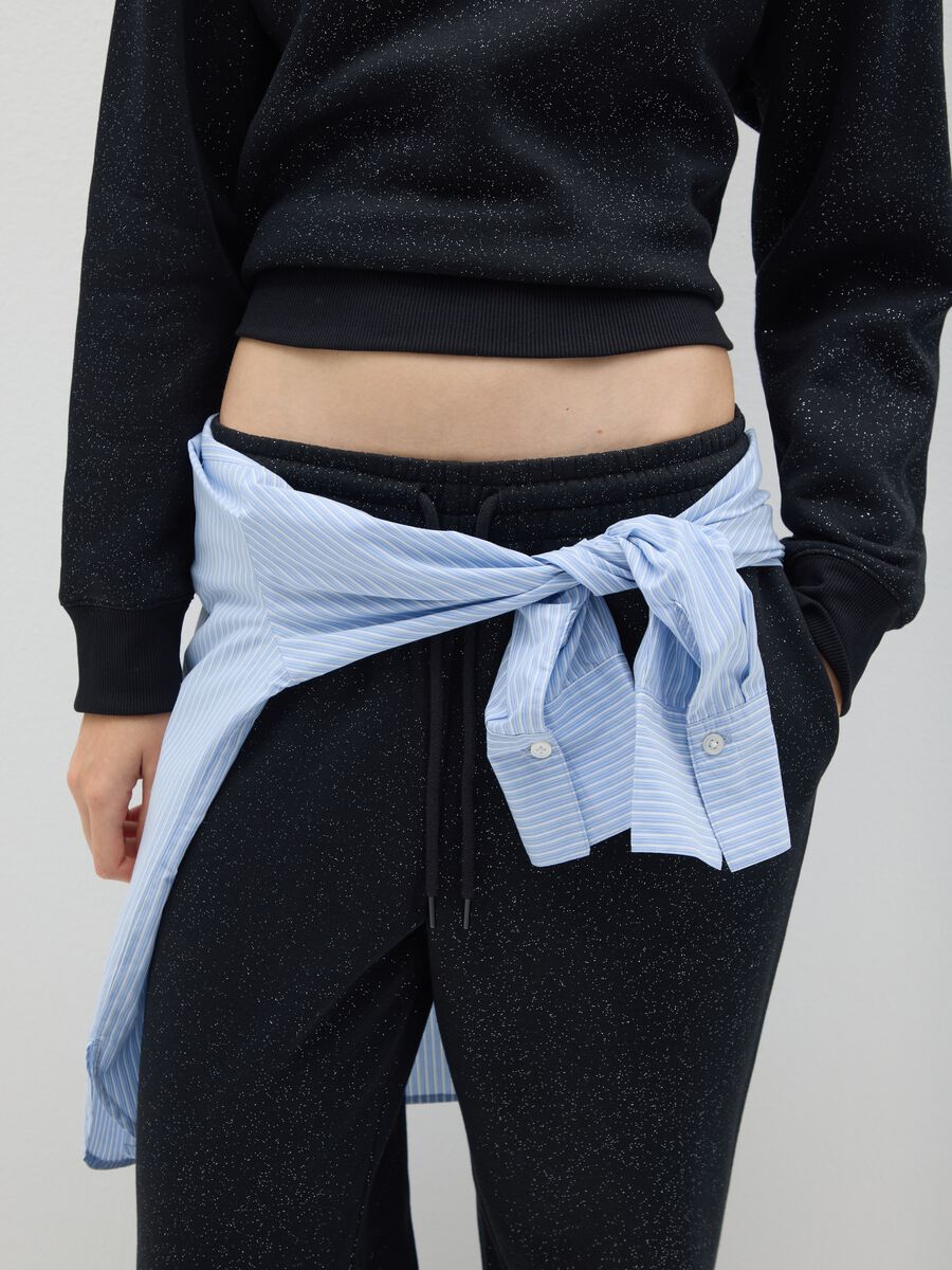 Black Wide-Leg Cotton Blend Trousers_3