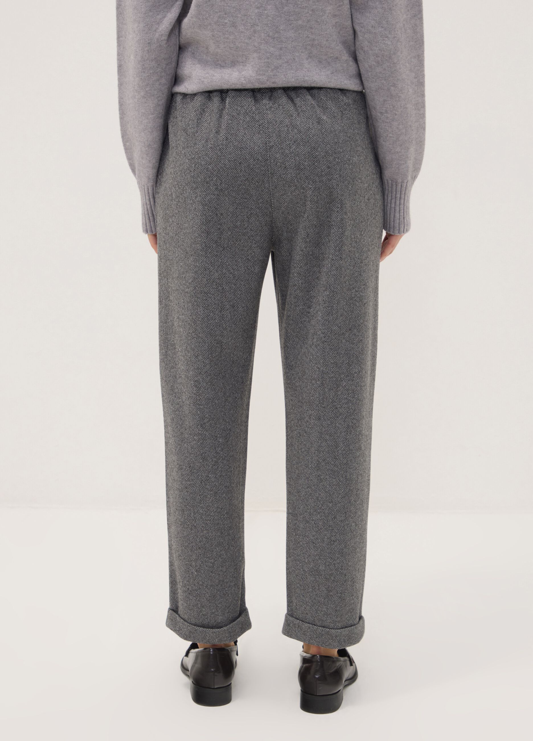Grey regular-fit trousers with chevron pattern