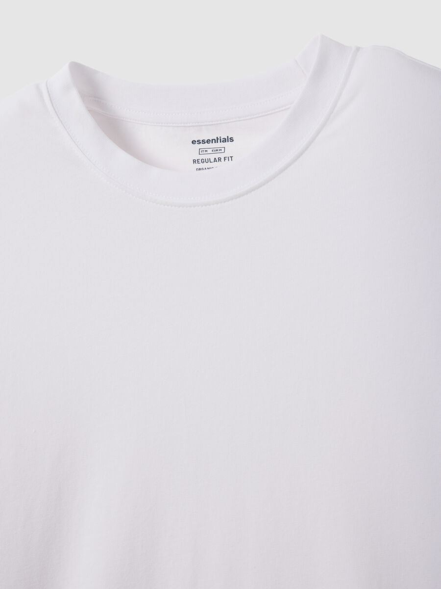 White long sleeve T-shirt in stretchy cotton regular fit_5