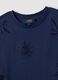 Blue pure cotton T-shirt with openwork embroidery, regular fit_1