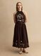 Brown pure cotton blouse regular fit with floral embroidery_1