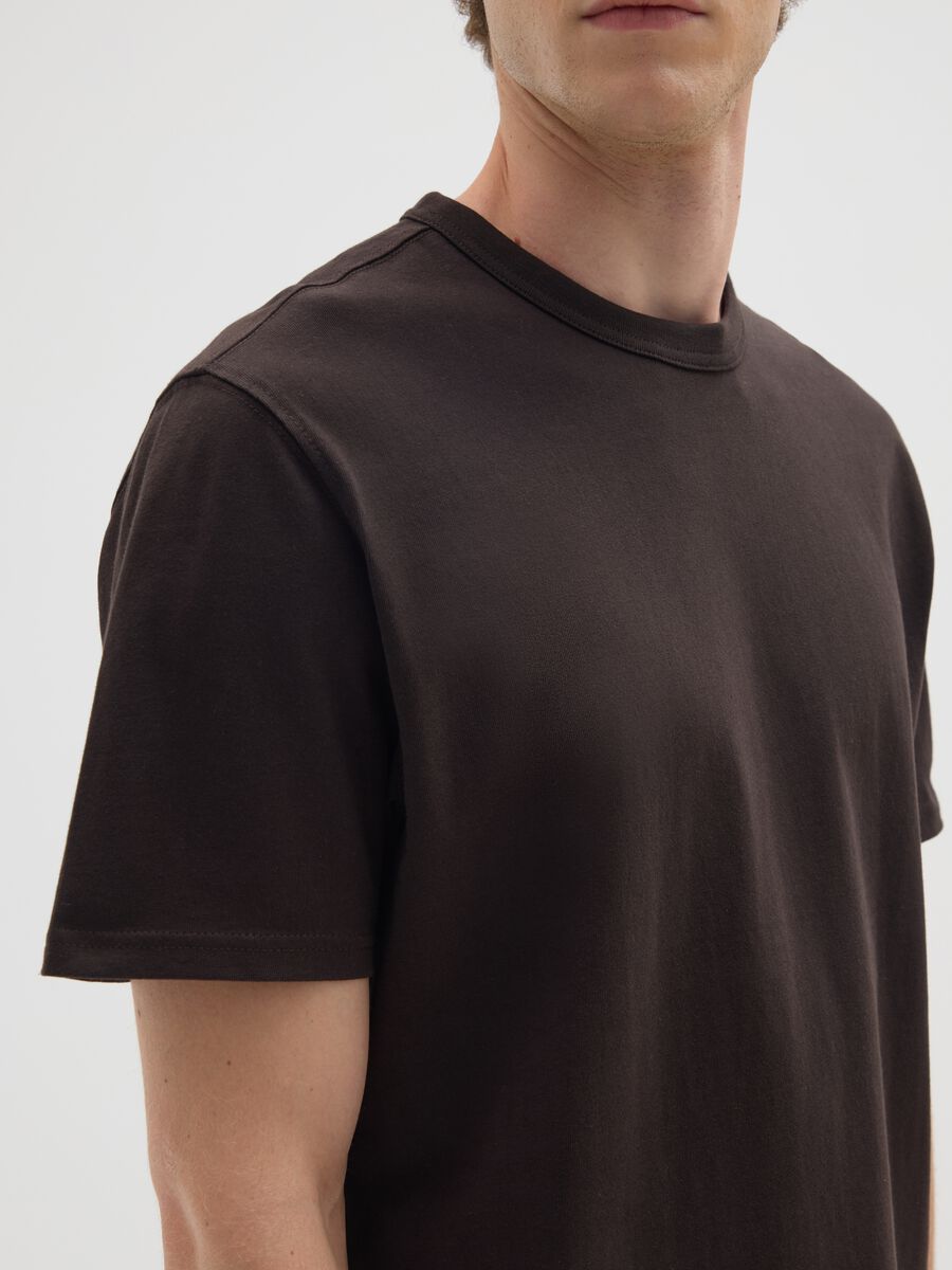T-shirt in puro cotone marrone relaxed fit_3