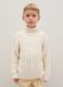 White High Neck Regular Fit Knitted Pullover for Kids_0
