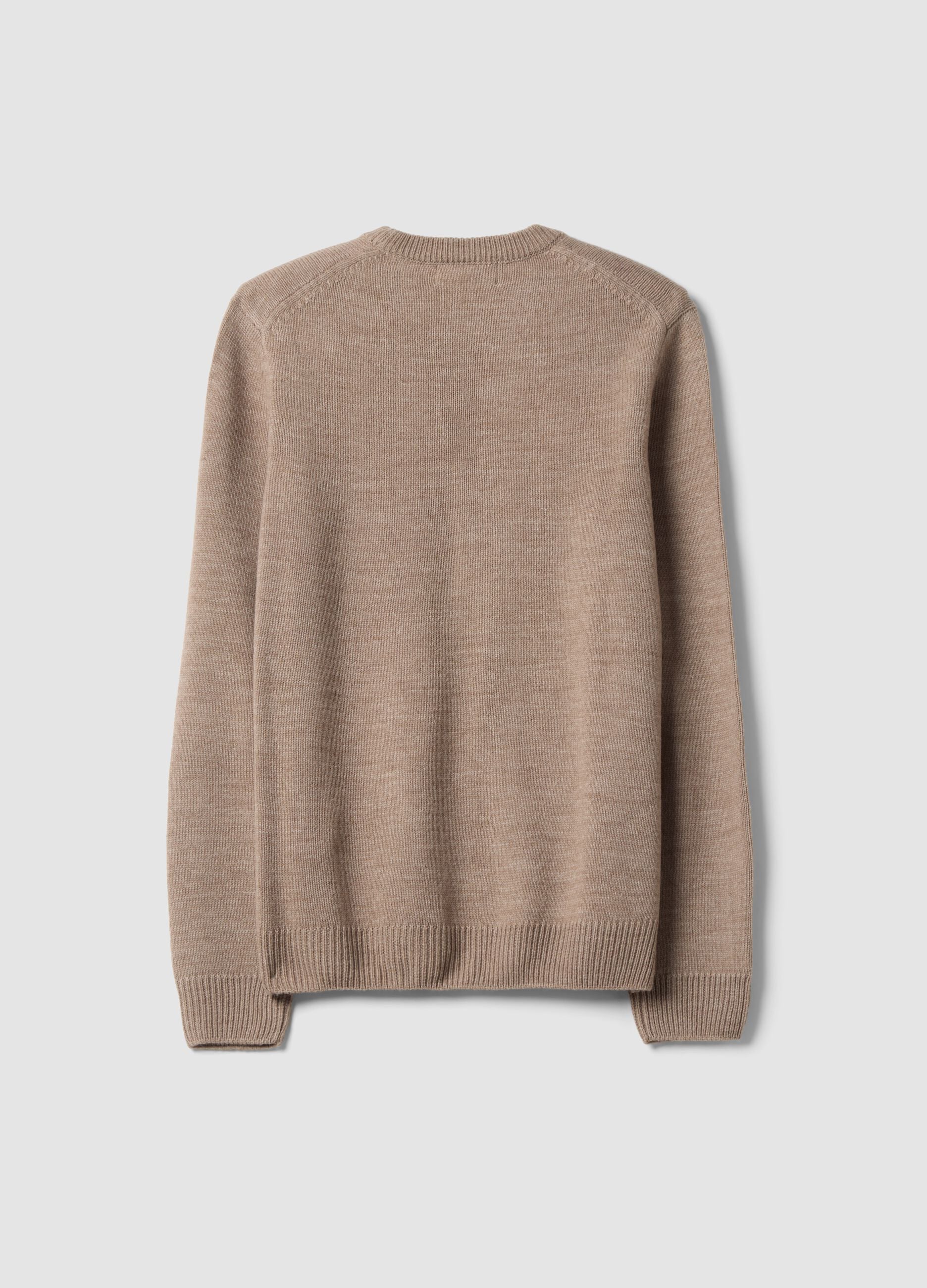 Maglia beige girocollo in jersey knit regular fit