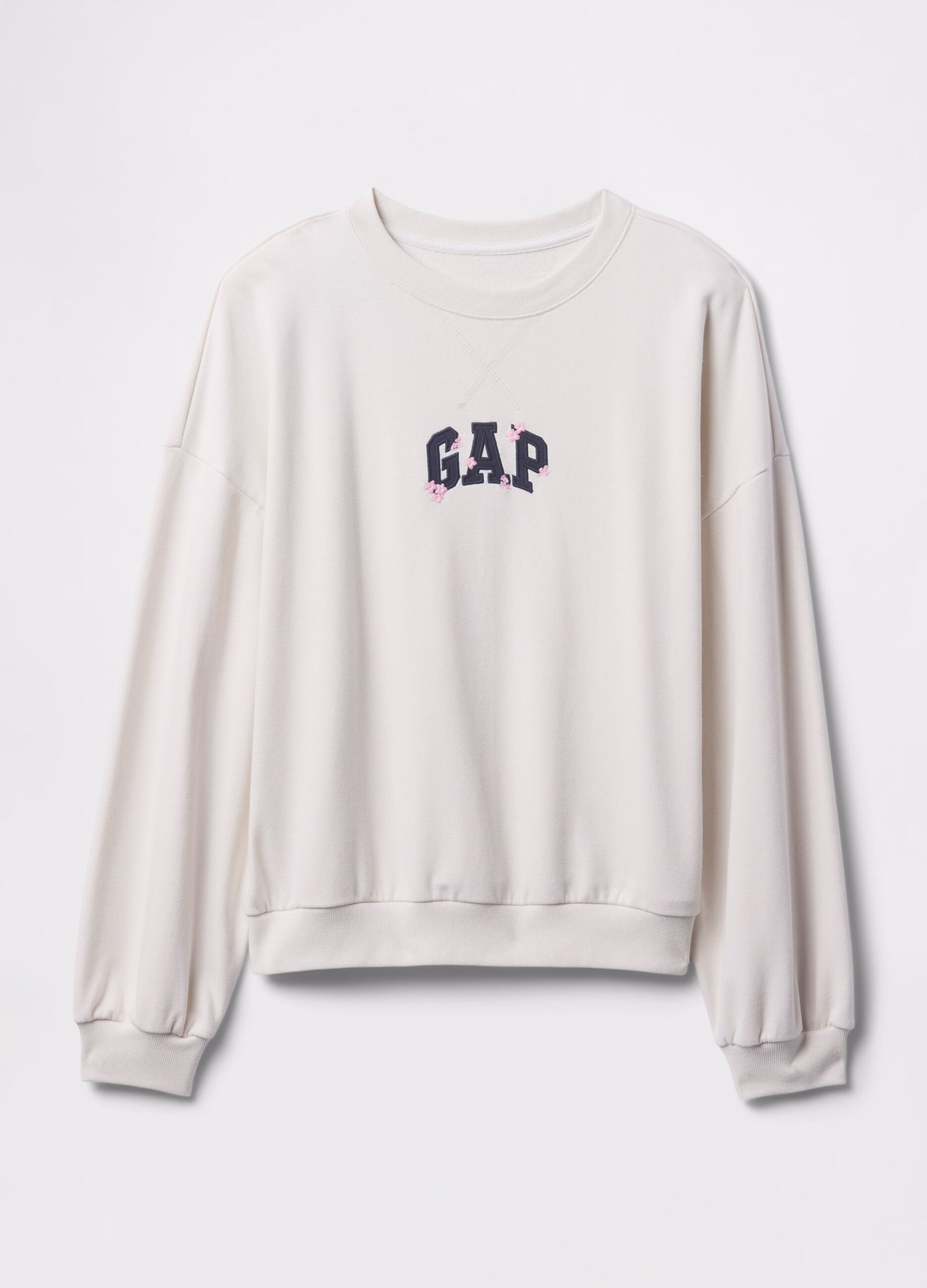White sweatshirt with logo embroidery