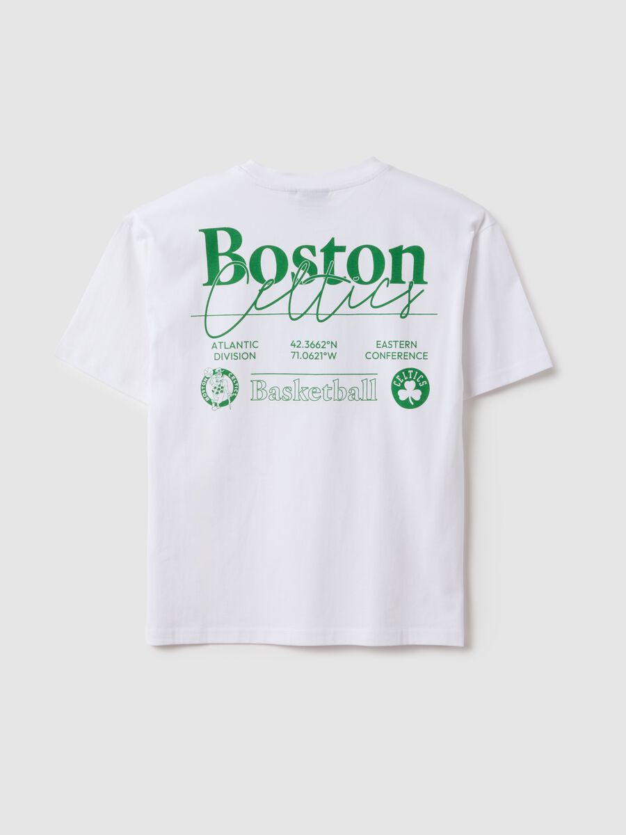 Children's white pure cotton oversized t-shirt with Boston Celtics logo_1